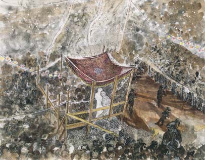 Title Wedding Canopy Size 32 x 41cm Medium charcoal watercolour and 